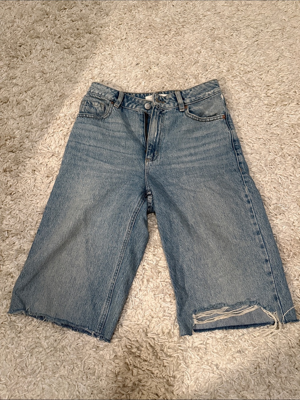 Dynamite Heidi Classic High-Rise Light Blue Denim Bermuda Shorts